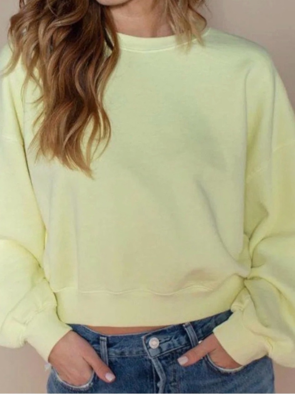 Agolde Thora Balloon Sleeve Sweatshirt in Limoncello
